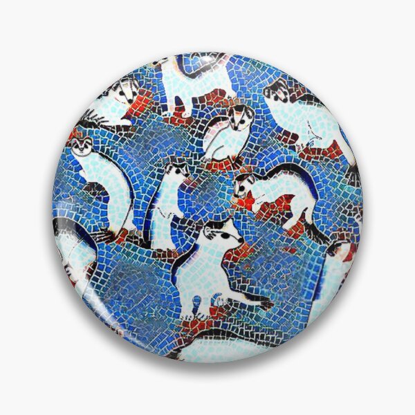 Item preview, funny weasels, ermine, marten, kawaii, cute animals, fluffy, mosaic, geometry, blue designed and sold by Maria Mihailova.