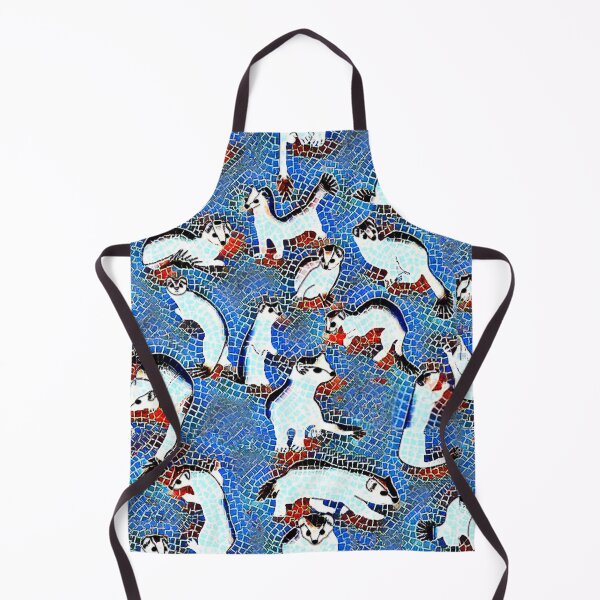 Item preview, funny weasels, ermine, marten, kawaii, cute animals, fluffy, mosaic, geometry, blue designed and sold by Maria Mihailova.