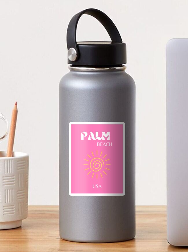 Palm Beach, Preppy, Pink Water Bottle