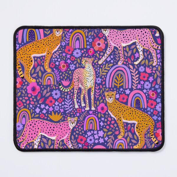 Item preview, cheetahs in a Rainbow Garden on Navy Blue designed and sold by Janet Broxon.