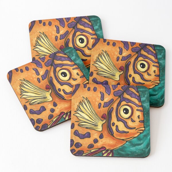 Item preview, Bright astonished tropical fish, funny stunned fish painting designed and sold by NadiaChevrel.