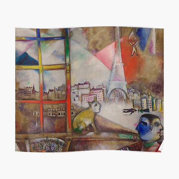 Paris durch die Fensterkunst der klassischen Grafik Marc Chagalls Poster