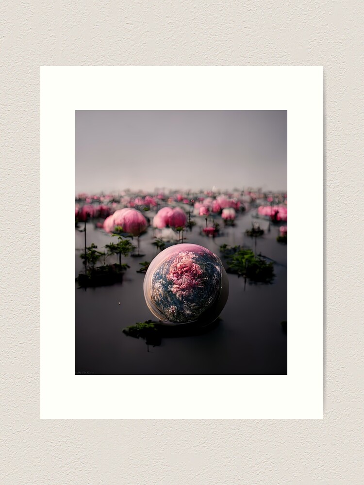 Alternate view of Cosmic Flower Alien Sci-Fi Space Planet Art Print