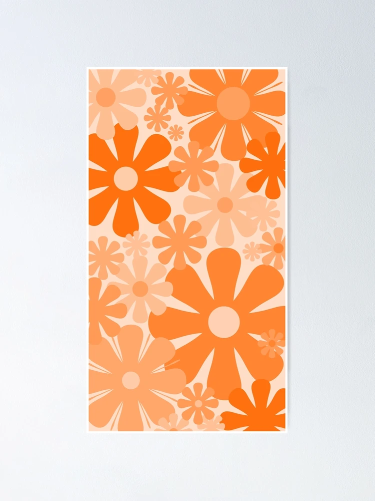 Fun Retro Orange Floral Print Illustration Stock Illustration - Download  Image Now - 1970-1979, Flower, Repetition - iStock