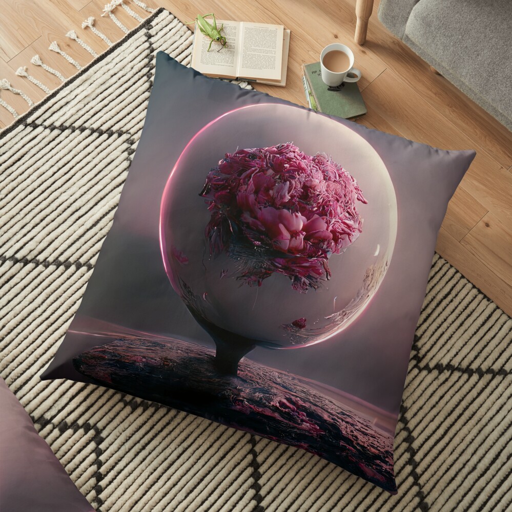 Cosmic Flower Alien Sci-Fi Space Planet Floor Pillow