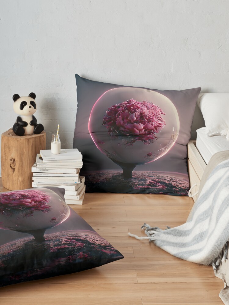 Alternate view of Cosmic Flower Alien Sci-Fi Space Planet Floor Pillow