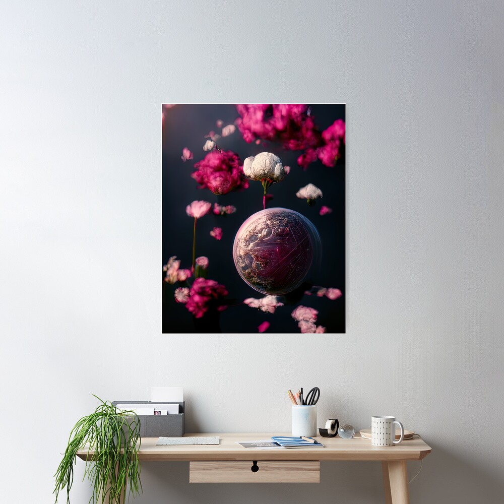 Cosmic Flower Alien Sci-Fi Space Planet Poster