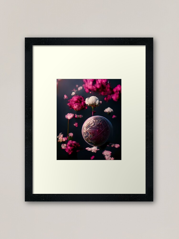 Alternate view of Cosmic Flower Alien Sci-Fi Space Planet Framed Art Print