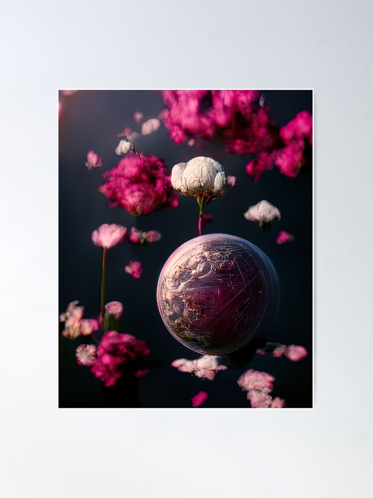 Alternate view of Cosmic Flower Alien Sci-Fi Space Planet Poster