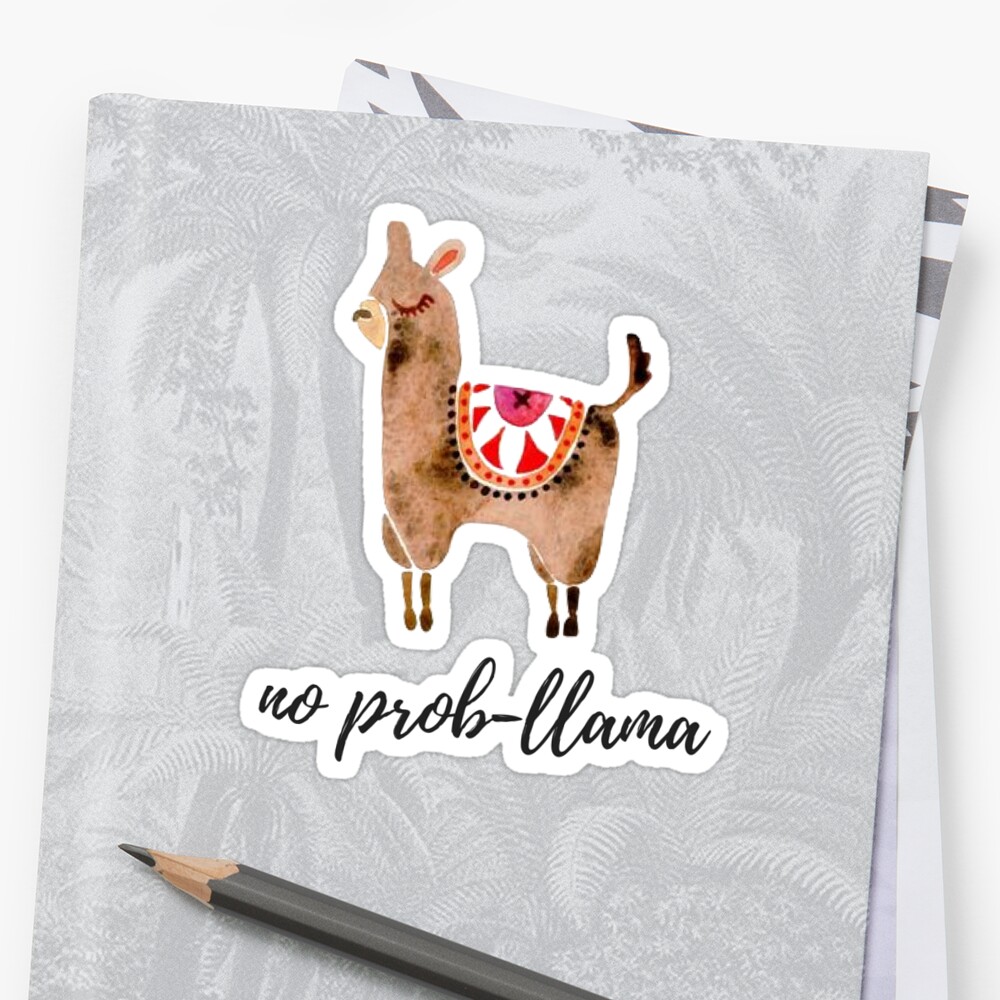 No Prob Llama Watercolor Llama Stickers By Daria Smith Redbubble