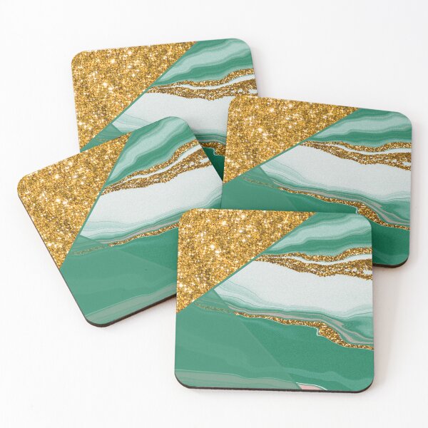 Item preview, green and gold glitter luxury marble pattern designed and sold by Beeroclock.