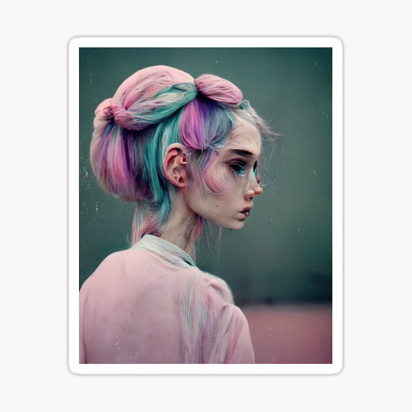 Pastel Goth Girl Portrait Sticker