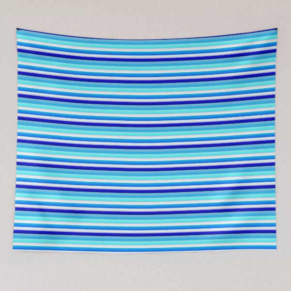 Item preview, artistic blue and white horizontal stripes |  artistic blue striped designed and sold by lausn.