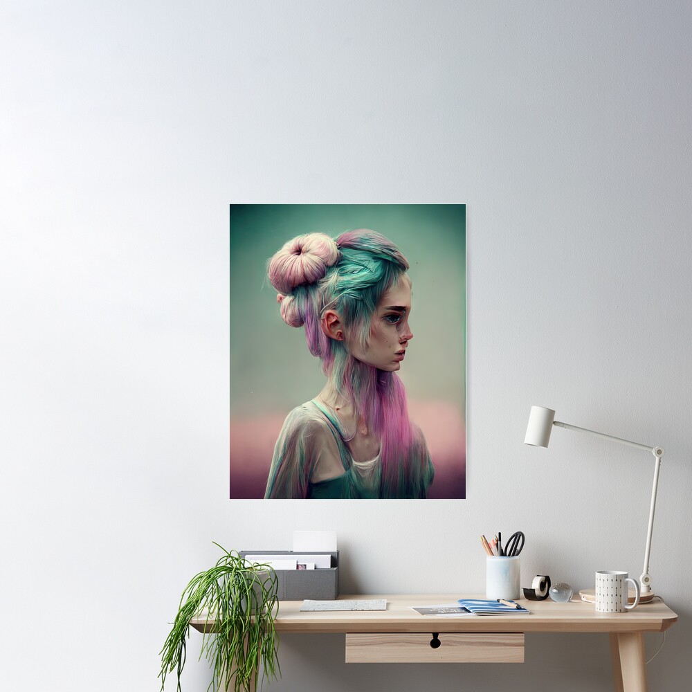 Pastel Goth Girl Portrait Poster