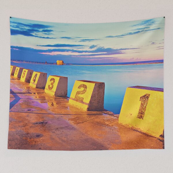 Item preview, Merewether Ocean Baths in a Golden Sunrise designed and sold by Bellamaree.