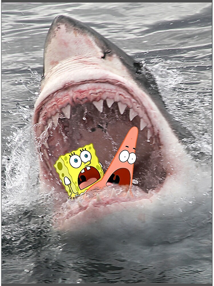 "Spongebob SquarePants Shark Attack Humorous" Poster for Sale by