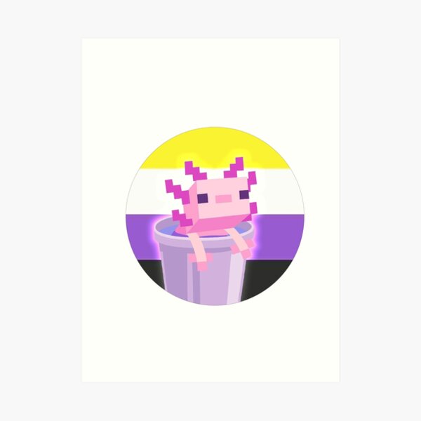 Minecraft Axolotl Lgbt Sticker Lgbtq Non Binary Flag Art Print For Sale By Pengapingu Redbubble