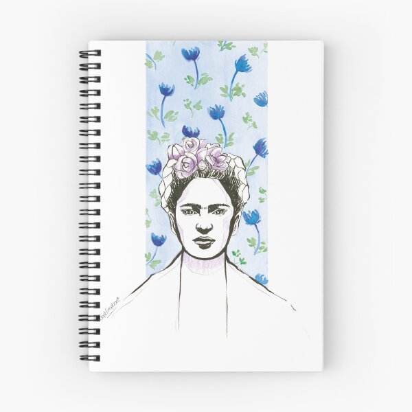 Artikelvorschau, Blumenfrida Kahlo Aquarellporträt blau lila rosa Blume entworfen und verkauft von SoatCreation.