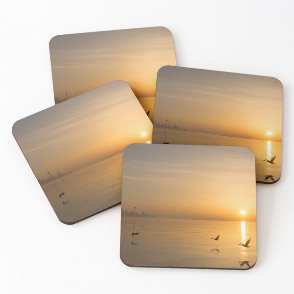 Item preview, Wings at Sunrise - Toronto Skyline With Flying Geese designed and sold by Georgia Mizuleva.