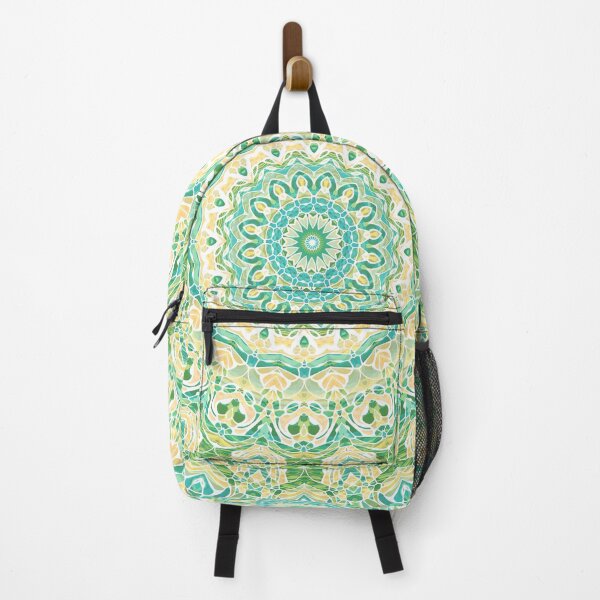 Item preview, Turquoise Yellow and White Mandala designed and sold by Kelly Dietrich Mandala & Fractal Art.
