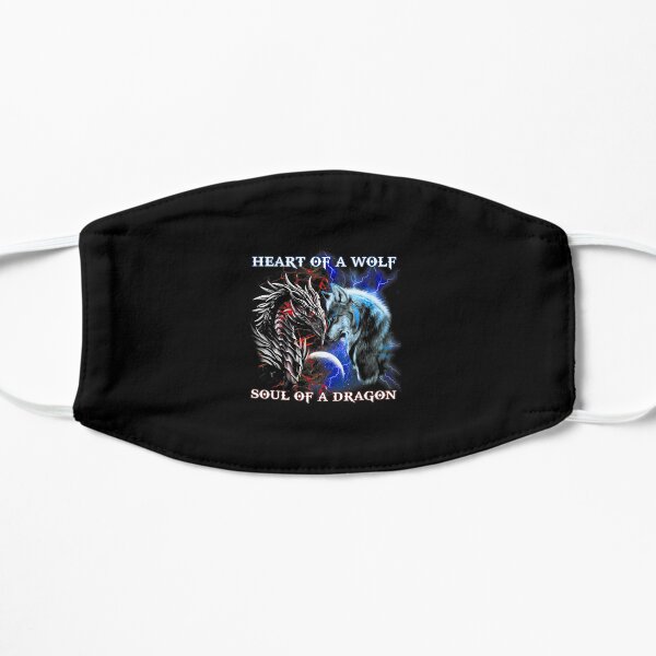 Heart Of Wolf Soul Of A Dragon - Cool dragon - wolf warrior Flat Mask