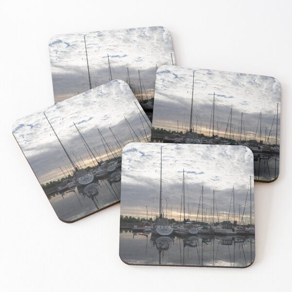 Item preview, Silvery Boat Reflections - the Marina and the Pearly Clouds designed and sold by Georgia Mizuleva.