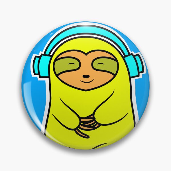 Item preview, Happy Yellow Sloth With Headphones designed and sold by SubtleSplit.