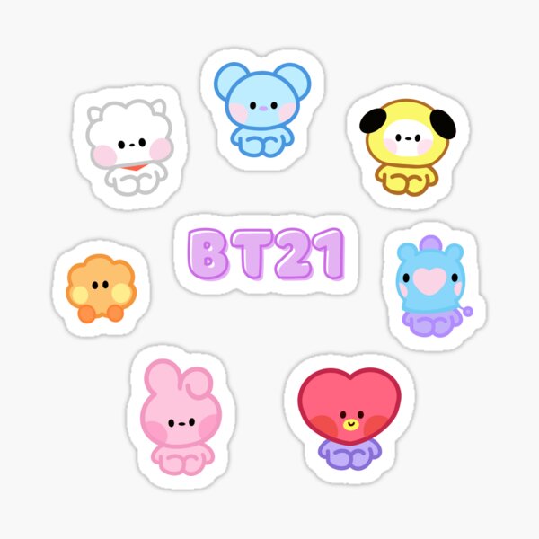 BTS ARMY OT7 Forever | BTS Cartoon Character Sticker