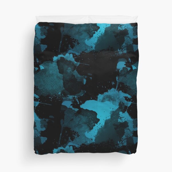 Item preview, Abstract Artistic Paint Splatter (Teal Blue on Black) designed and sold by ThisOnAShirt.