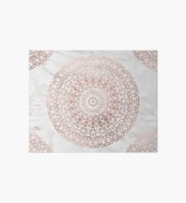 Marble mandala - beaded rose gold on white Art Board