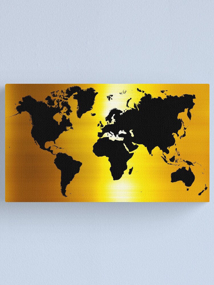 Gold And Black Map Of The World World Map For Your Walls Canvas Print By Dejavustudio Redbubble