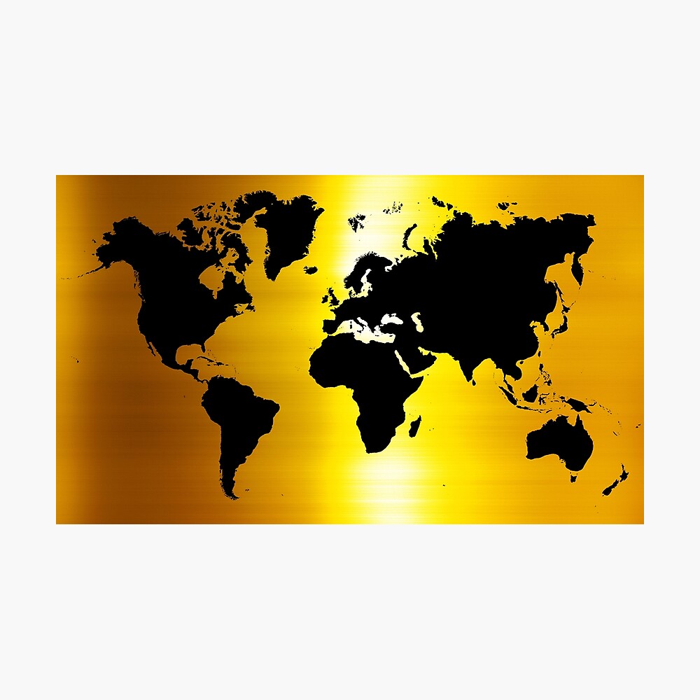 Wall Hangings Wall Décor golden glitter map print map027 C gold wall