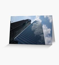 Sky and Sky - Toronto Skyscraper Reflecting Fluffy White Clouds Greeting Card