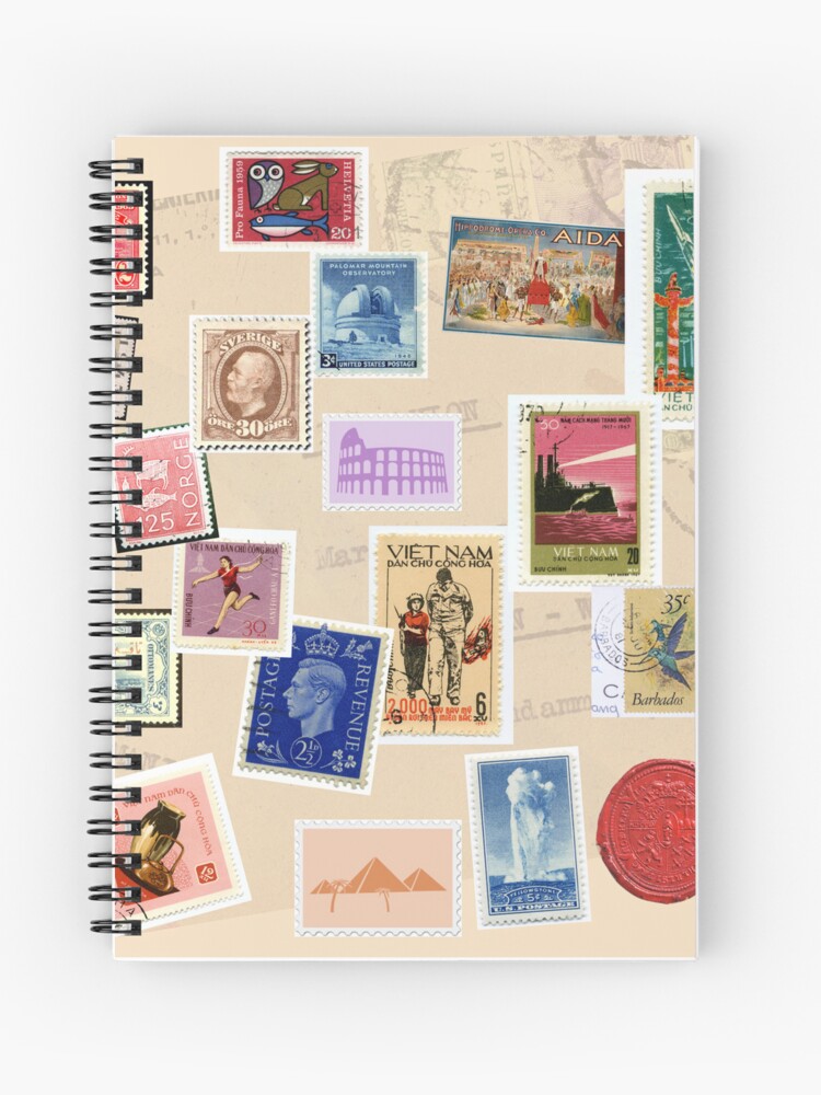 post stamps design Spiral Notebook for Sale by artbleed