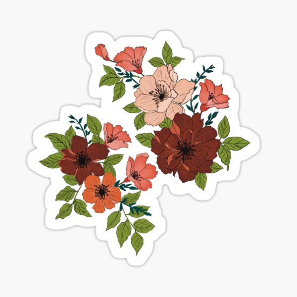 Pink flower Stickers by Mhea, Redbubble