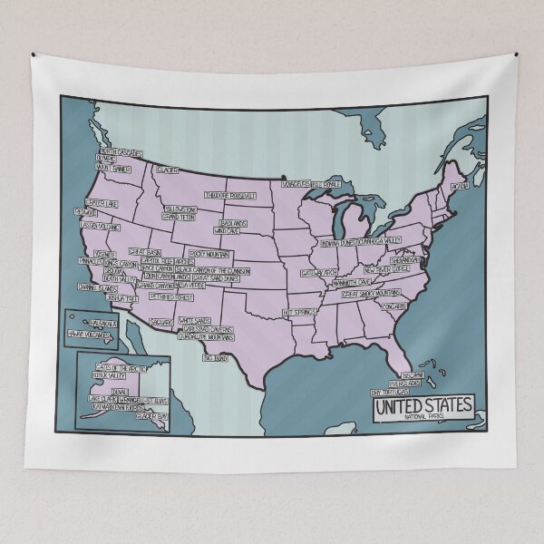 Item preview, US National Parks Map designed and sold by FinlayMcNevin.