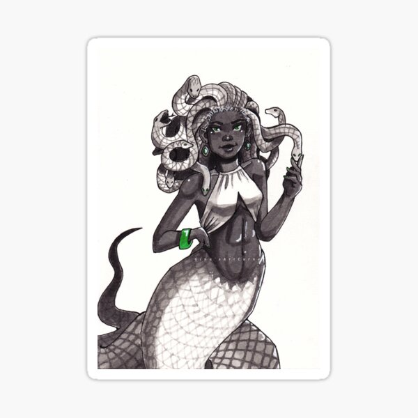 Mermaid Medusa Snake Hair Woman Female Symbol Greek Roman Statue Sculpture  Black