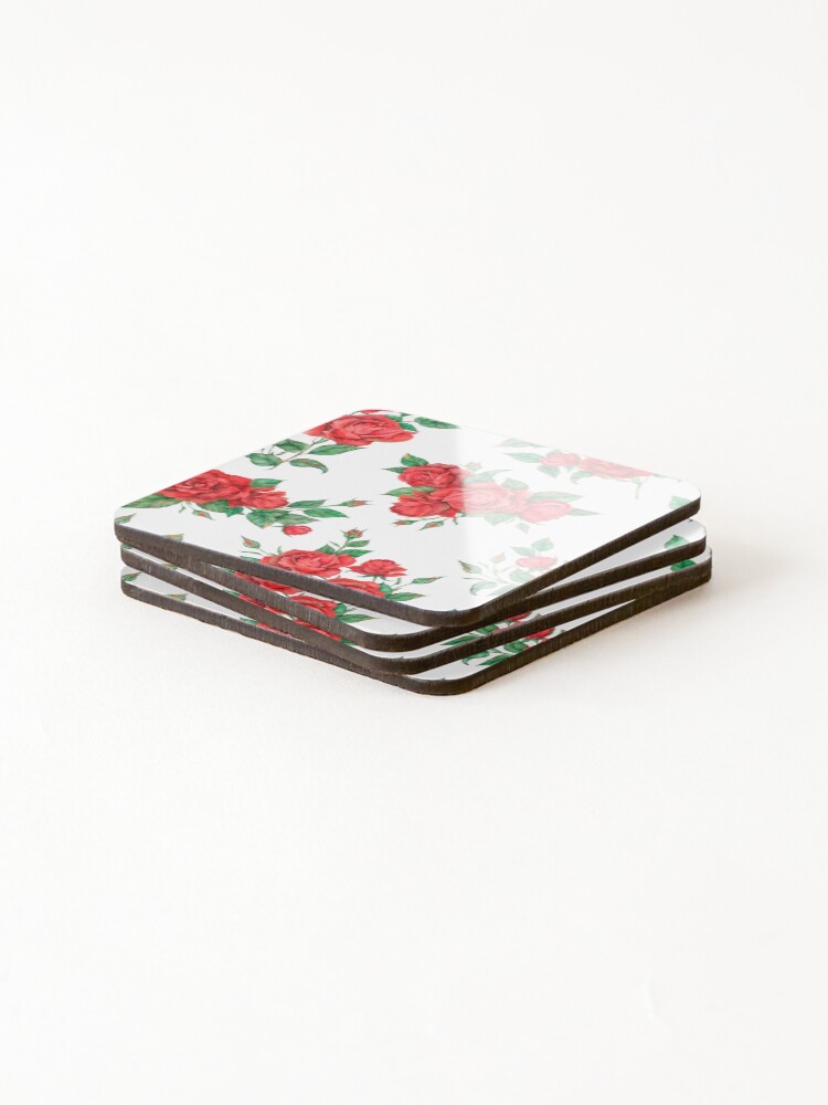Thumbnail 4 of 5, Coasters (Set of 4), RED ROSES designed and sold by KatisDesign.