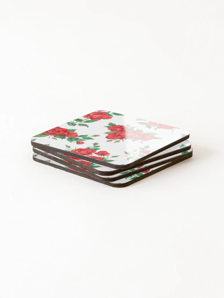 Thumbnail 4 of 5, Coasters (Set of 4), RED ROSES designed and sold by KatisDesign.