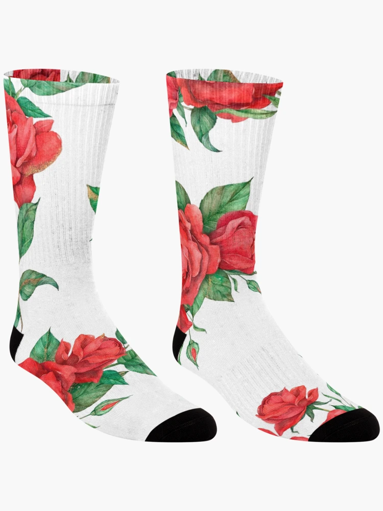 Thumbnail 3 of 5, Socks, RED ROSES designed and sold by KatisDesign.