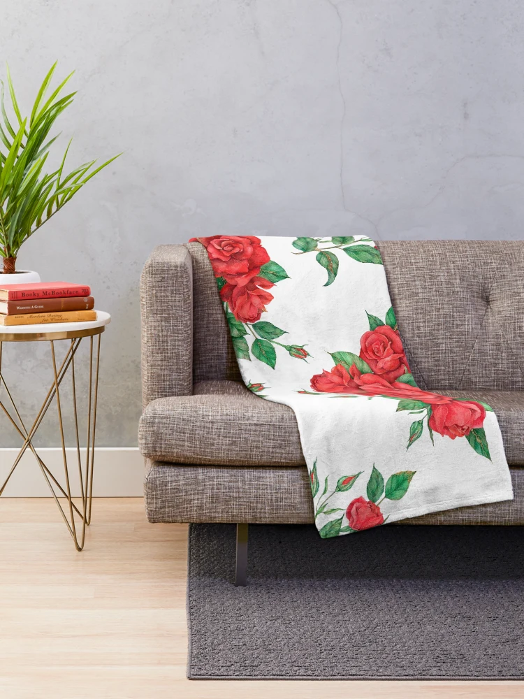 Thumbnail 2 von 6, Fleecedecke, RED ROSES designt und verkauft von KatisDesign.