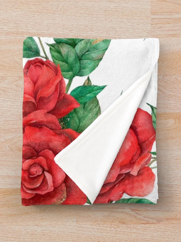 Thumbnail 3 von 6, Fleecedecke, RED ROSES designt und verkauft von KatisDesign.