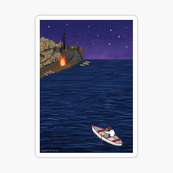 When we were sea and stars - southern Italian romantic landscape Sticker