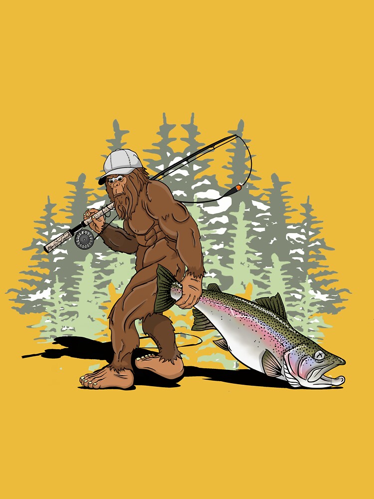 bigfoot, steelhead, fishing, trout Sticker for Sale by Finsinframes