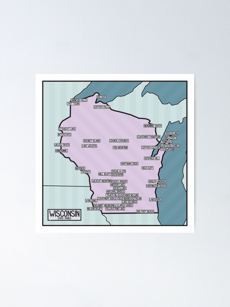 "Wisconsin State Parks Map" Poster For Sale By FinlayMcNevin | Redbubble