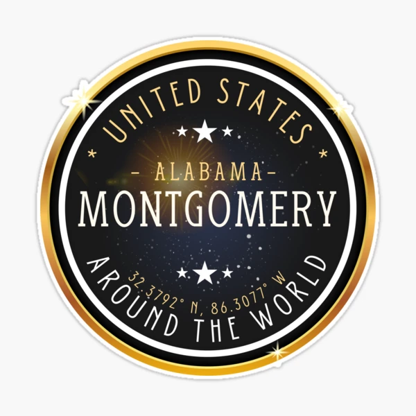Montgomery City Alabama Souvenir, Montgomery Coordinates Sticker for Sale  by whatumightneed