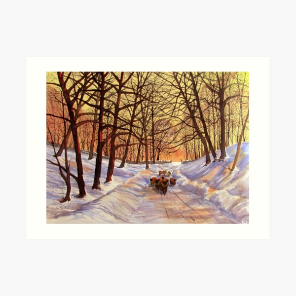 Evening Glow on a Winter Lane Art Print