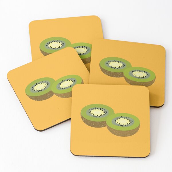 Item preview, Colorful print of green kiwi halves on yellow background designed and sold by Martapp.