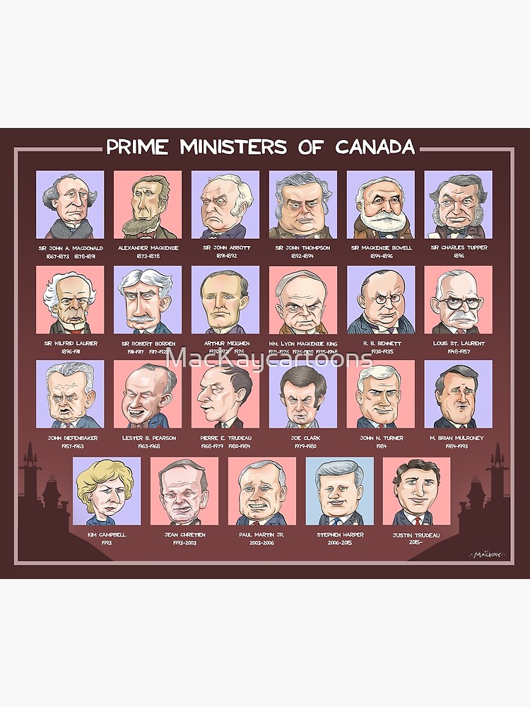 Canadas Prime Ministers Updated 2020 Poster By Mackaycartoons Redbubble 