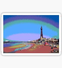 Blackpool Tower and Beach Posterized Sticker